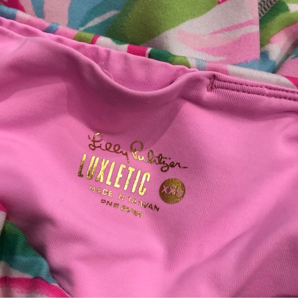 Lilly Pulitzer Luxletic Croc my world Weekender Crop Leggings Pink Green XXS - Picture 6 of 9
